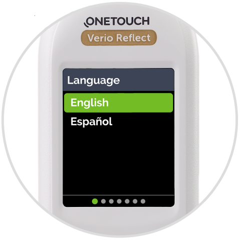 Screen on verio reflect meter to select language