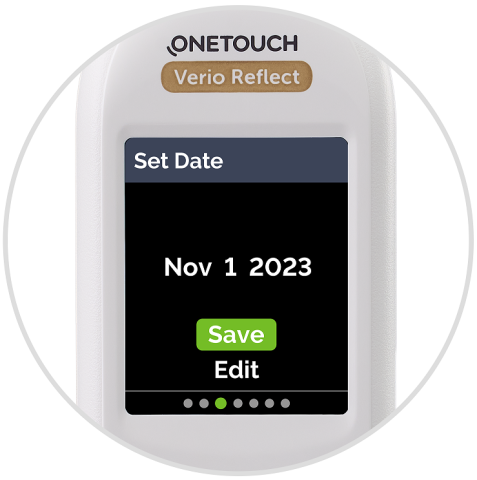 Screen on  verio reflect meter to set date