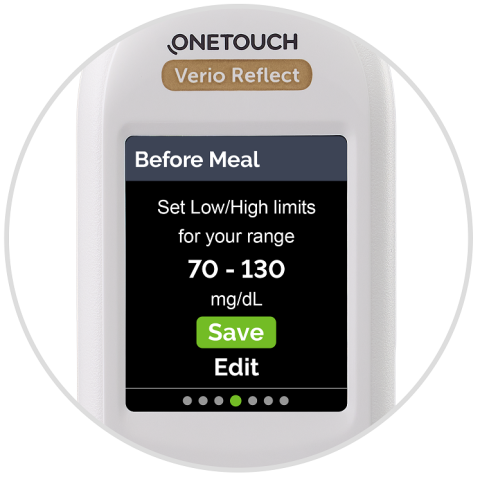 Screen on  verio reflect meter to select range