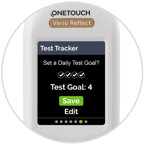 Screen on  verio reflect meter to select test tracker goal