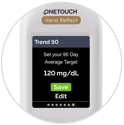 Screen on  verio reflect meter to select 90 day average target