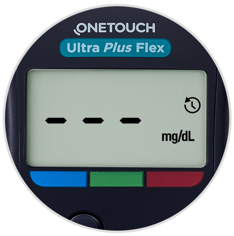 Screen on ultra plus flex meter with three dashes