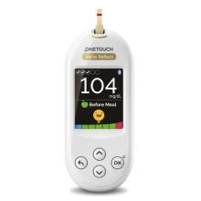 Front of white OneTouch Verio Reflect blood glucose meter